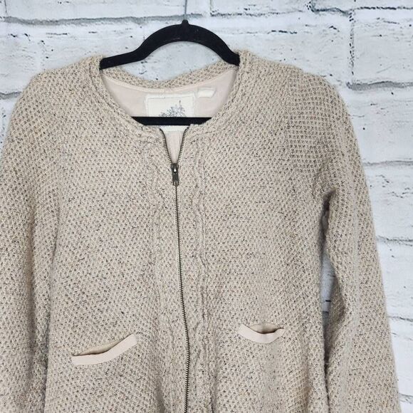 Angel of the North Envalira Wool Blend Tweed Blazer Jacket Beige Size Small - Picture 2 of 12